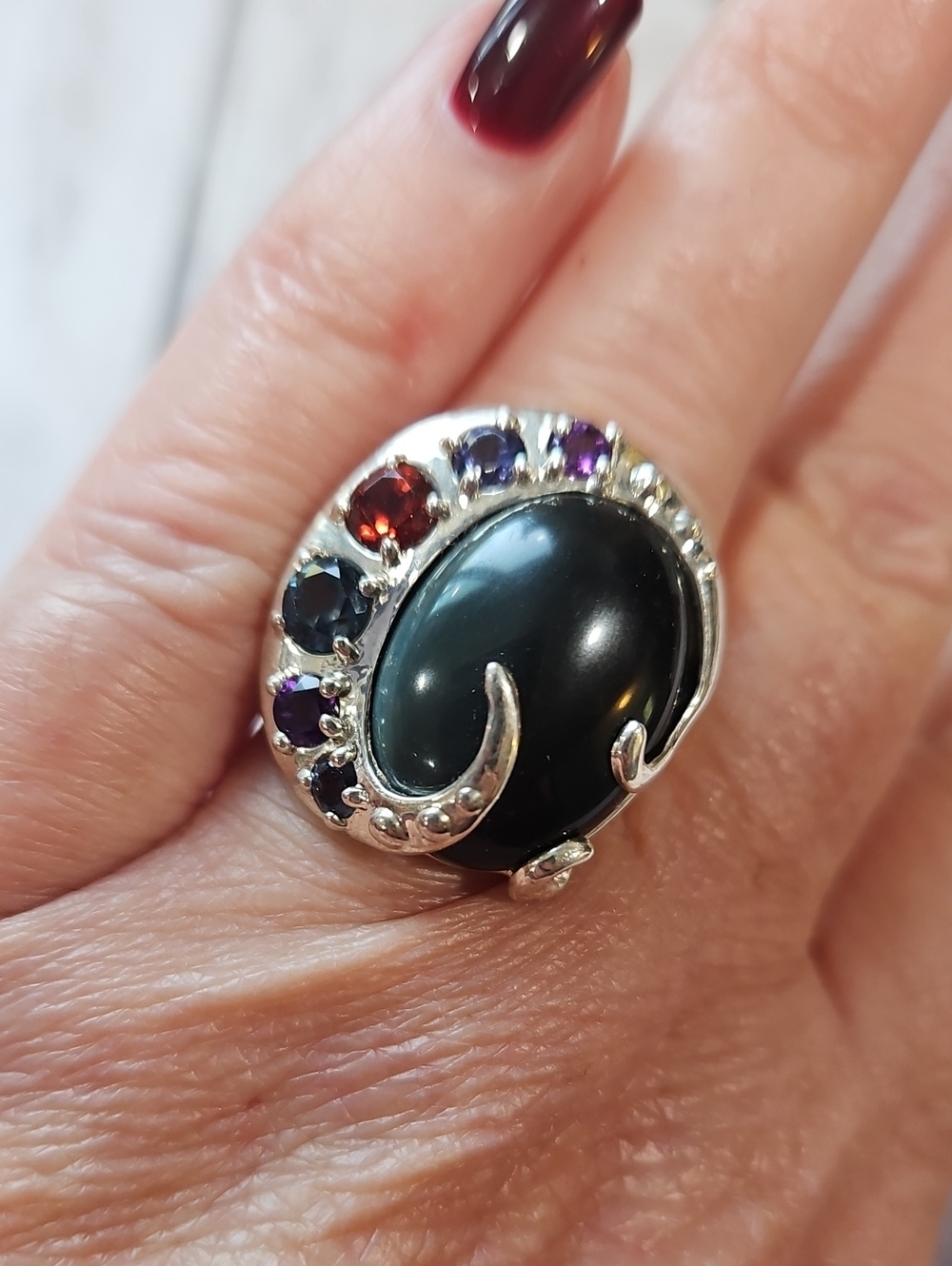 Carolyn Pollack Relios Sogned Sterling Ring Multi Color Stones Size 6